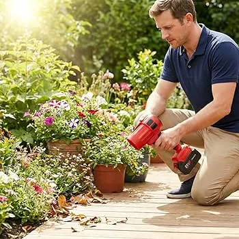 Wood Ranger Leaf Blower in one-handed use